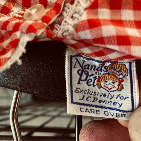 Vintage Nanas Pet JC Penney Baby Girls Infant Check Red White Dress 12-18 Months - Picture 3 of 4